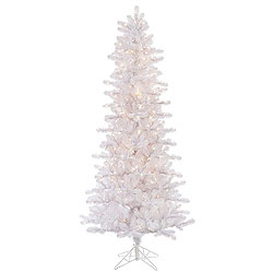 7.5 Foot Crystal White Slim Artificial Christmas Tree 500 DuraLit Multi Lights