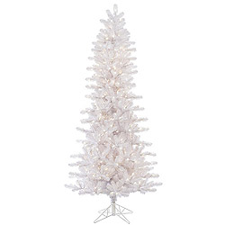Christmastopia.com 8.5 Foot Crystal White Slim Artificial Christmas Tree 650 LED Warm White Lights