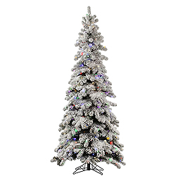 5 Foot Flocked Kodiak Artificial Christmas Tree 285 Multi Lighte With 35 G40 LED Lights