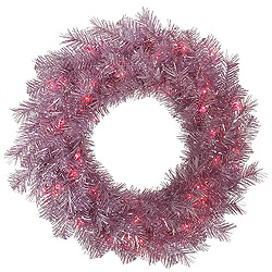 Christmastopia.com 5 Foot Orchid Pink Tinsel Artificial Christmas Wreath 200 Pink Lights