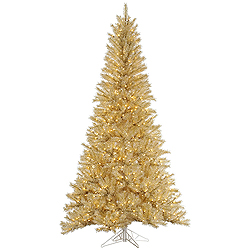 Christmastopia.com 4.5 Foot White And Gold Tinsel Artificial Christmas Tree 200 Clear Lights