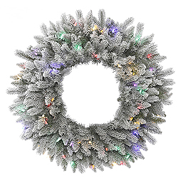 Christmastopia.com - 24 Inch Frosted Sable Pine Wreath 50 LED Multi Lights
