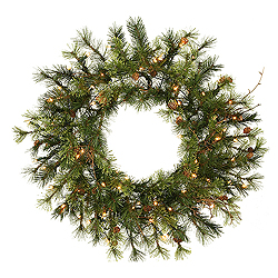 24 Inch Mixed Country Wreath 50 LED Warm White Lights