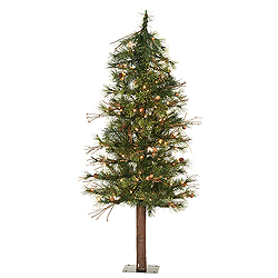 7 Foot Mixed Country Pine Artificial Christmas Tree 250 LED Warm White Lights
