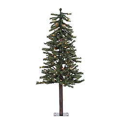4 Foot Natural Alpine Artificial Christmas Tree 100 Clear Lights