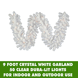 Christmastopia.com 9 Foot Crystal White Garland 50 DuraLit Lights