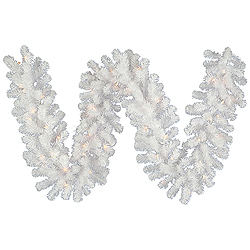 9 Foot Crystal White Garland 50 LED Warm White Lights