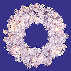Christmastopia.com 20 Inch Crystal White Wreath 50 DuraLit Clear Light