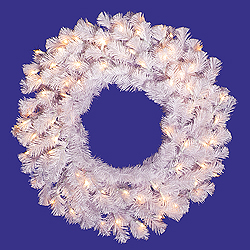 Christmastopia.com 24 Inch Crystal White Wreath 50 DuraLit Clear Lights