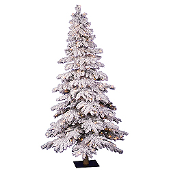 6 Foot Flocked Spruce Artificial Christmas Tree 300 DuraLit Clear Lights