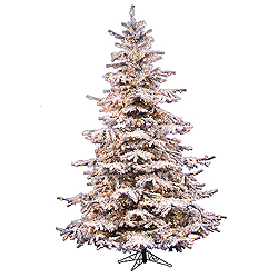 6.5 Foot Flocked Sierra Artificial Christmas Tree 550 DuraLit Clear Lights