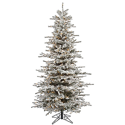 8.5 Foot Flocked Slim Sierra Artificial Christmas Tree 850 Clear Lights