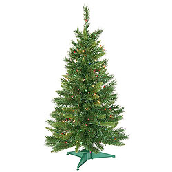 3.5 Foot Prelighted Imperial Artificial Christmas Tree 150 DuraLit Incandescent Multi Color Mini Lights