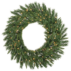 48 Inch Imperial Pine Artificial Christmas Wreath 200 LED Warm White Lights