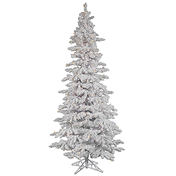 Christmastopia.com 12 Foot Flocked White Slim Artificial Christmas Tree 900 LED Warm White Lights