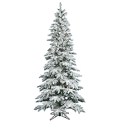 6.5 Foot Flocked Slim Utica Artificial Christmas Tree 300 LED Warm White Lights