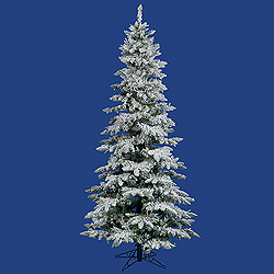 6.5 Foot Flocked Slim Utica Artificial Christmas Tree 300 LED Multi Lights