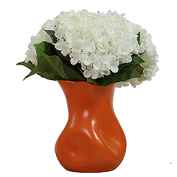 Christmastopia.com - White Hydrangea In Orange Vase