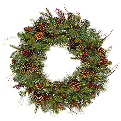 30 Inch Cibola Mixed Berry Wreath 50 DuraLit Clear Lights