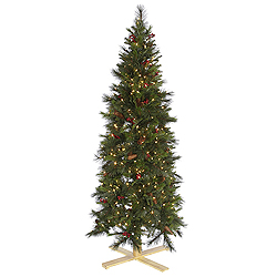7 Foot Slim Devonshire Mixed Artificial Christmas Tree 650 Clear Lights