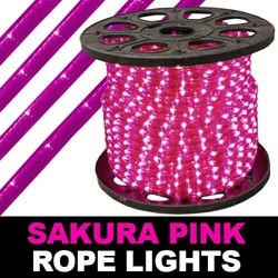 150 Foot Sakura Pink Rope Lights 4 Inch Segments