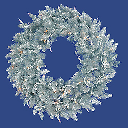 30 Inch Silver Wreath 70 Clear Lights