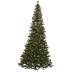 7.5 Foot Green Corner Artificial Christmas Tree 400 Clear Lights