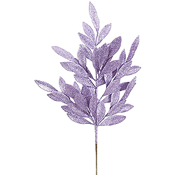 6 Purple Glitter Bay Leaf Decorative Artificial Christmas Floral Spray