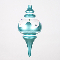 Christmastopia.com - 10 Inch Candy Teal Snow Jewel Finial Ornament