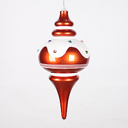 Christmastopia.com - 10 Inch Candy Orange Snow Jewel Finial Ornament