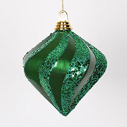 Christmastopia.com - 6 Inch Green Candy Glitter Swirl Diamond Mardi Gras Ornament