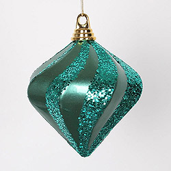 Christmastopia.com - 6 Inch Emerald Candy Glitter Swirl Diamond Christmas Ornament