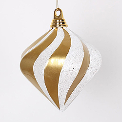 Christmastopia.com - 6 Inch Gold And Silver Candy Glitter Swirl Diamond Christmas Ornament