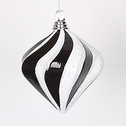 Christmastopia.com - 6 Inch Black And Silver Candy Glitter Swirl Diamond Christmas Ornament