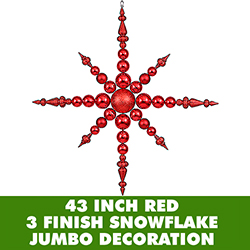 43 Inch Red 3 Finish Jumbo Snowflake