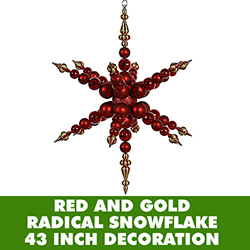 43 Inch Red And Gold 3 Finish Jumbo Radical Snowflake