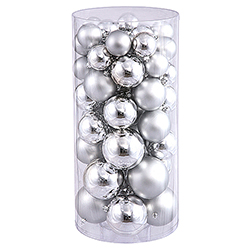 Christmastopia.com - Shiny And Matte Silver Christmas Ornament Assorted Sizes Box of 50