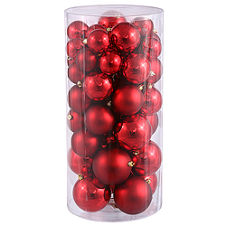 Christmastopia.com - Value 50 Piece Shiny and Matte Red Round Christmas Ball Ornament Assorted Sizes