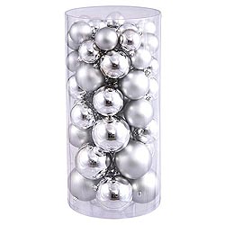 Christmastopia.com - Value 50 Piece Shiny and Matte Silver Round Christmas Ball Ornament Assorted Sizes