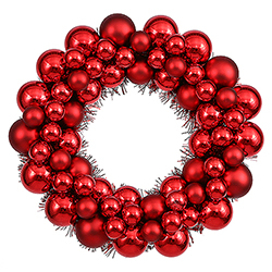 12 Inch Red Christmas Ornament Wreath Unlit