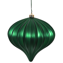 Christmastopia.com 5.7 Inch Emerald Matte Onion Mardi Gras Ornament 3 per Set