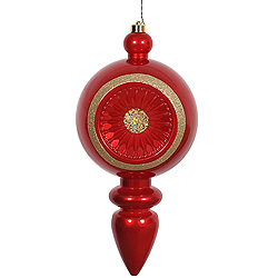 15.75 Inch Red Candy Diamond Reflector Christmas Finial Ornament Shatterproof UV