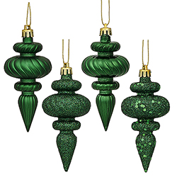 Christmastopia.com - 4 Inch Emerald Christmas Finial Ornament Assorted Finishes Set of 8 Shatterproof