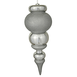 Christmastopia.com - 21.7 Inch Silver Glitter and Shiny Finial Christmas Ornament Shatterproof