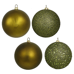2.4 Inch Olive Round Ornament Assorted Finishes 2 per Set4