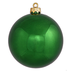 2.75 Inch Emerald Green Shiny Finish Round Christmas Ball Ornament Shatterproof UV 6 per Set