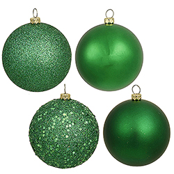 3 Inch Green Ornament Assorted Finishes Set Of 16