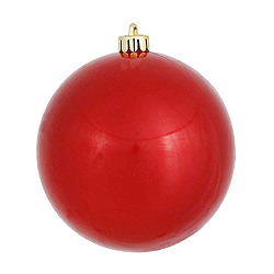 6 Inch Red Candy Round Shatterproof UV Christmas Ball Ornament 4 per Set