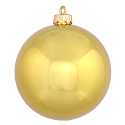 6 Inch Gold Shiny Round Shatterproof UV Christmas Ball Ornament 4 per Set