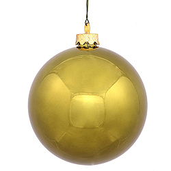 6 Inch Olive Shiny Round Shatterproof UV Christmas Ball Ornament 4 per Set